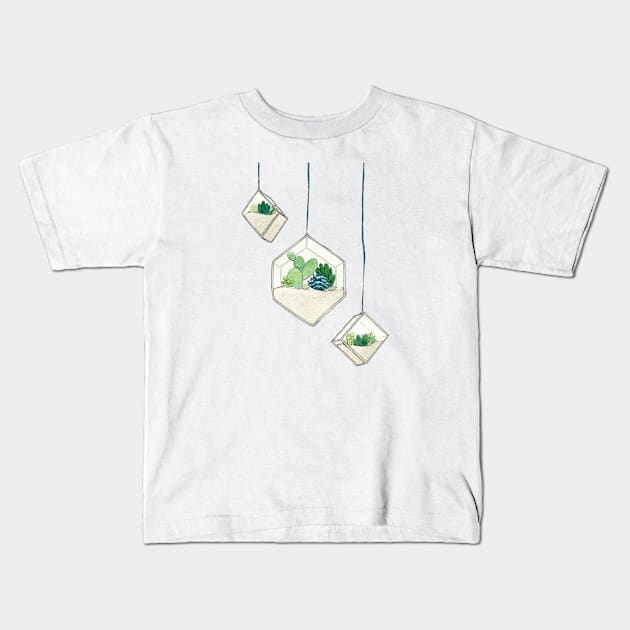 Hanging Succulents 3 Kids T-Shirt by FairytaleFoxDesigns